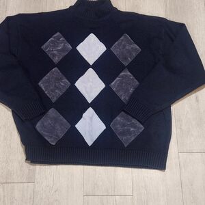Trutus Biancarra Men's Navy Argyle Sweater. Academia, Old Money. Grandpa